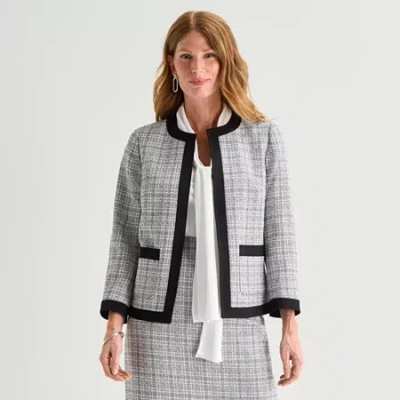 Black Label By Evan Picone Tweed Womens Classic Fit Suit Jacket In Multi