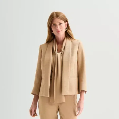 Black Label By Evan Picone Tweed Womens Classic Fit Suit Jacket In Brown
