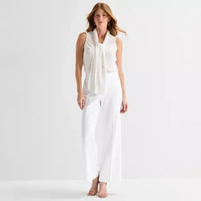 Black Label By Evan Picone Womens Blouse In White