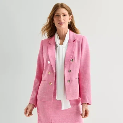 Black Label By Evan Picone Womens Classic Fit Double Breasted Suit Jacket In Pink