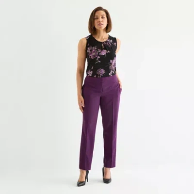 Black Label By Evan Picone Womens Classic Fit Straight Suit Pant In Purple