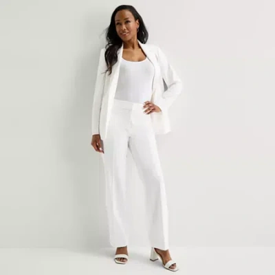 Black Label By Evan Picone Womens Classic Fit Straight Suit Pant In White