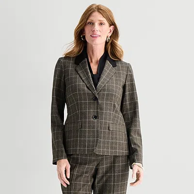 Black Label By Evan Picone Womens Classic Fit Suit Jacket In Brown