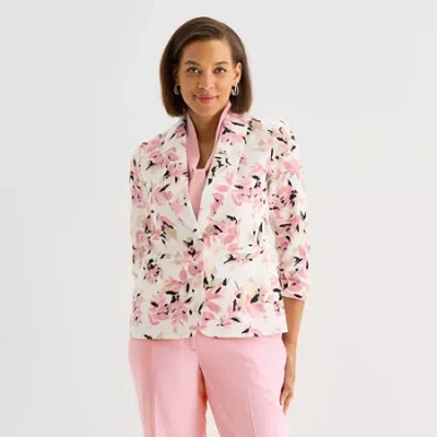 Black Label By Evan Picone Womens Classic Fit Suit Jacket In Pink