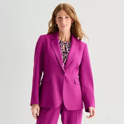 Black Label By Evan Picone Womens Classic Fit Suit Jacket In Pink