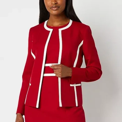Black Label By Evan Picone Womens Classic Fit Suit Jacket In Red