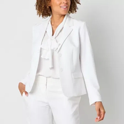Black Label By Evan Picone Womens Classic Fit Suit Jacket In White