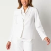 Black Label By Evan Picone Womens Classic Fit Suit Jacket In White