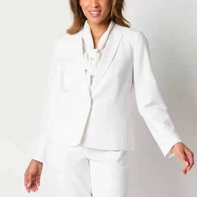 Black Label By Evan Picone Womens Classic Fit Suit Jacket In White