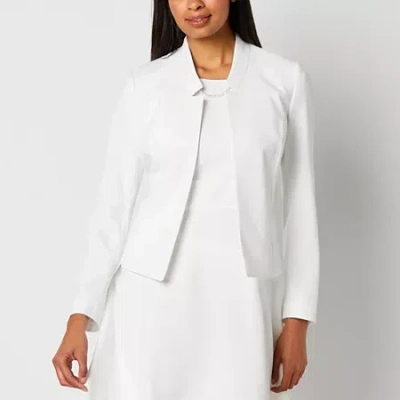 Black Label By Evan Picone Womens Classic Fit Suit Jacket In White