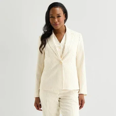 Black Label By Evan Picone Womens Classic Fit Suit Jacket In White