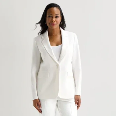 Black Label By Evan Picone Womens Classic Fit Suit Jacket In White