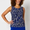 Black Label By Evan Picone Womens Crew Neck Sleeveless Blouse In Blue