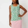 Black Label By Evan Picone Womens Crew Neck Sleeveless Blouse In Green