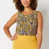 Black Label By Evan Picone Womens Crew Neck Sleeveless Blouse In Yellow