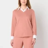 Black Label By Evan Picone Womens Long Sleeve Blouse In Pink