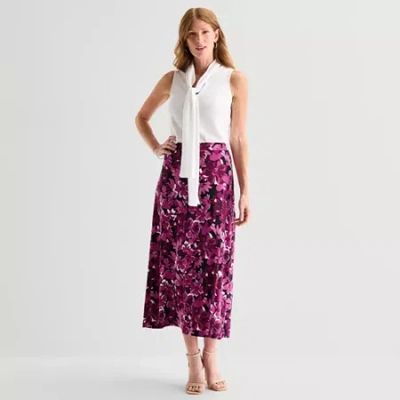Black Label By Evan Picone Womens Maxi Skirt In Pink