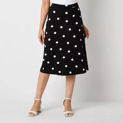 Black Label By Evan Picone Womens Midi A-line Skirt In Black