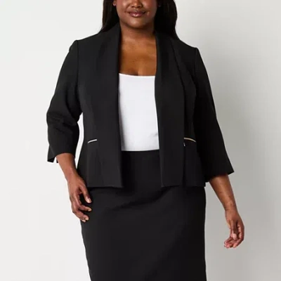 Black Label By Evan Picone Womens Plus Classic Fit Suit Jacket In Black