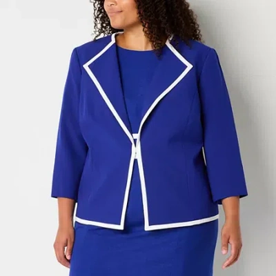 Black Label By Evan Picone Womens Plus Classic Fit Suit Jacket In Blue