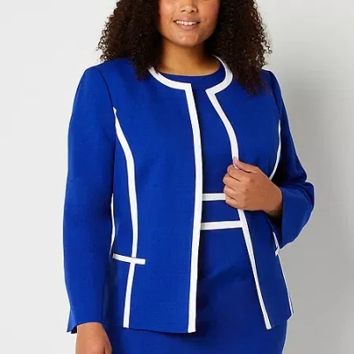 Black Label By Evan Picone Womens Plus Classic Fit Suit Jacket In Blue