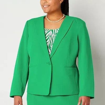 Black Label By Evan Picone Womens Plus Classic Fit Suit Jacket In Green