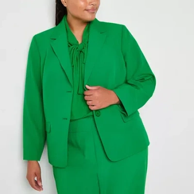 Black Label By Evan Picone Womens Plus Classic Fit Suit Jacket In Green