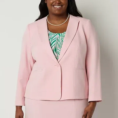 Black Label By Evan Picone Womens Plus Classic Fit Suit Jacket In Pink