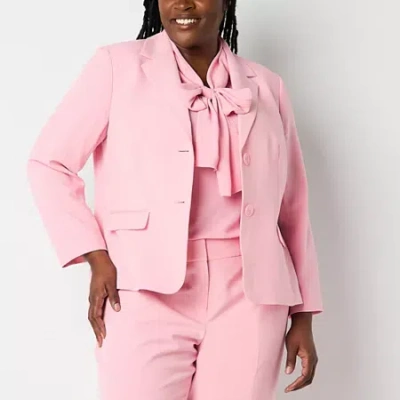 Black Label By Evan Picone Womens Plus Classic Fit Suit Jacket In Pink