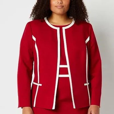 Black Label By Evan Picone Womens Plus Classic Fit Suit Jacket In Red