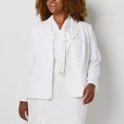 Black Label By Evan Picone Womens Plus Classic Fit Suit Jacket In White