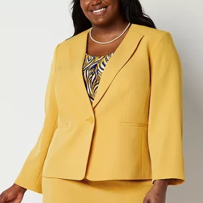 Black Label By Evan Picone Womens Plus Classic Fit Suit Jacket In Yellow