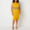 Black Label By Evan Picone Womens Plus Sleeveless Sheath Dress In Yellow