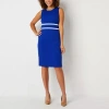 Black Label By Evan Picone Womens Sleeveless Sheath Dress In Blue