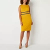 Black Label By Evan Picone Womens Sleeveless Sheath Dress In Yellow