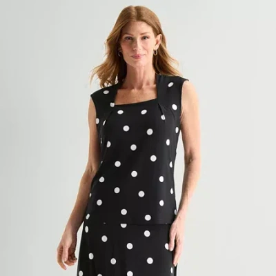 Black Label By Evan Picone Womens Square Neck Short Sleeve Blouse In Multi