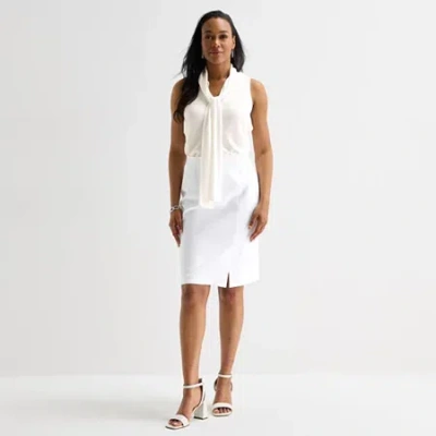 Black Label By Evan Picone Womens Suit Skirt In White