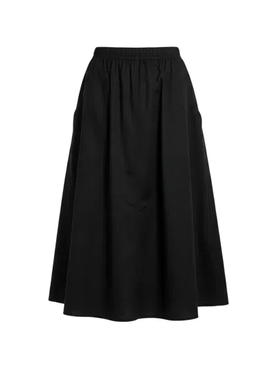 Black Label Elasticated A-line Midi Skirt In Black