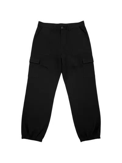 Black Label Elasticated-cuff Cargo Pants In Black