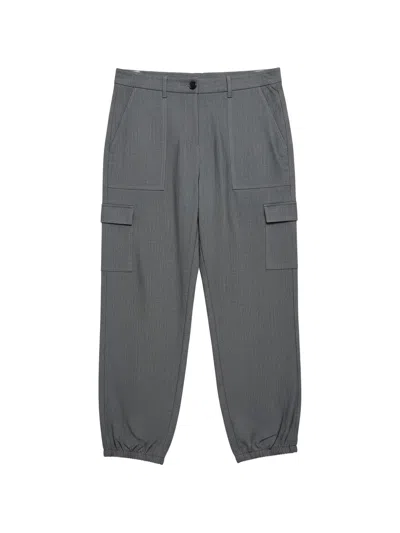 Black Label Elasticated-cuff Cargo Pants In Gray
