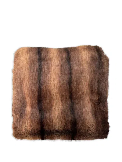 Black Label Faux-fur Striped Scarf In Multi