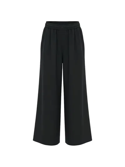 Black Label Pleated Palazzo Pants In Black