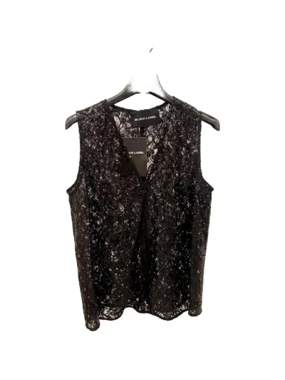 Black Label Sequin-embellished V-neck Blouse In Black