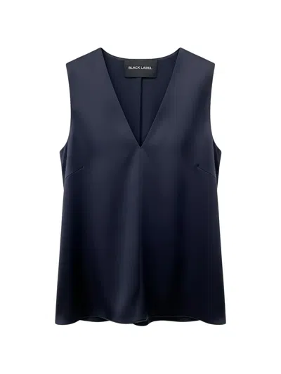 Black Label Sleeveless V-neck Blouse In Blue
