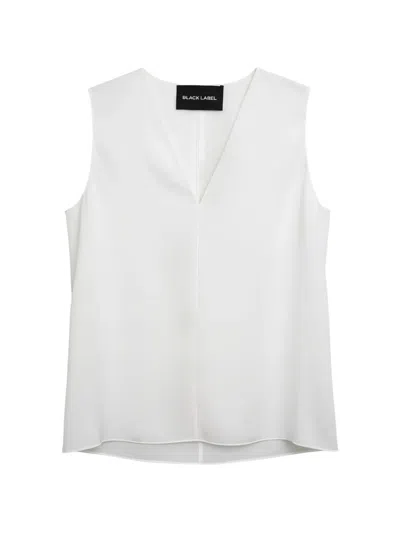 Black Label Sleeveless V-neck Top In White