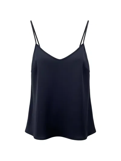 Black Label Spaghetti-strap V-neck Top In Blue