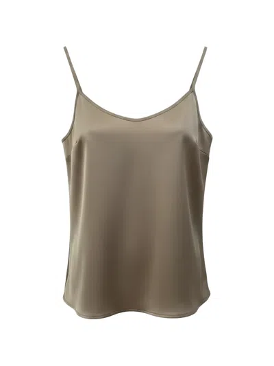 Black Label Spaghetti-strap V-neck Top In Brown