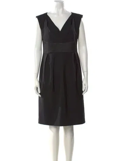 Pre-owned Black Label Wool Knee-length Dress In Black