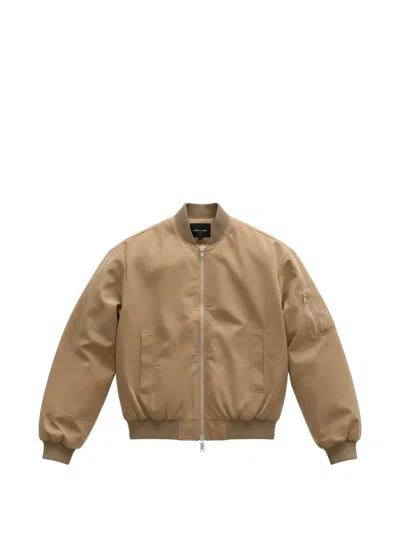 Black Label Zip-up Bomber Jacket In Brown