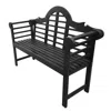 Black Lutyens 51.2" 3-seat Arched 600-lbs Support Acacia Wood Outdoor Garden Patio Bench,